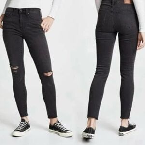 Madewell Sleek Black Ripped Skinny Jeans